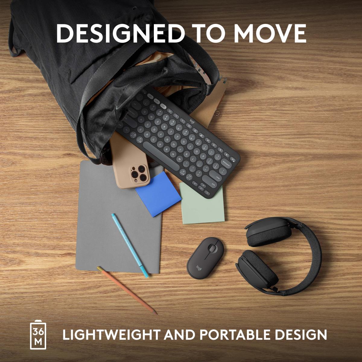 LOGITECH Pebble Keys 2 K380s - Compact Bluetooth Keyboard - Tonal Graphite - Qwerty US/Int'l