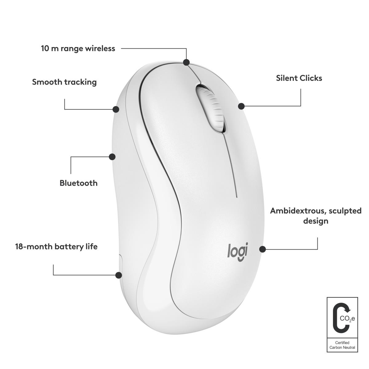 LOGITECH M240 Silent Mouse - Bluetooth - Off White