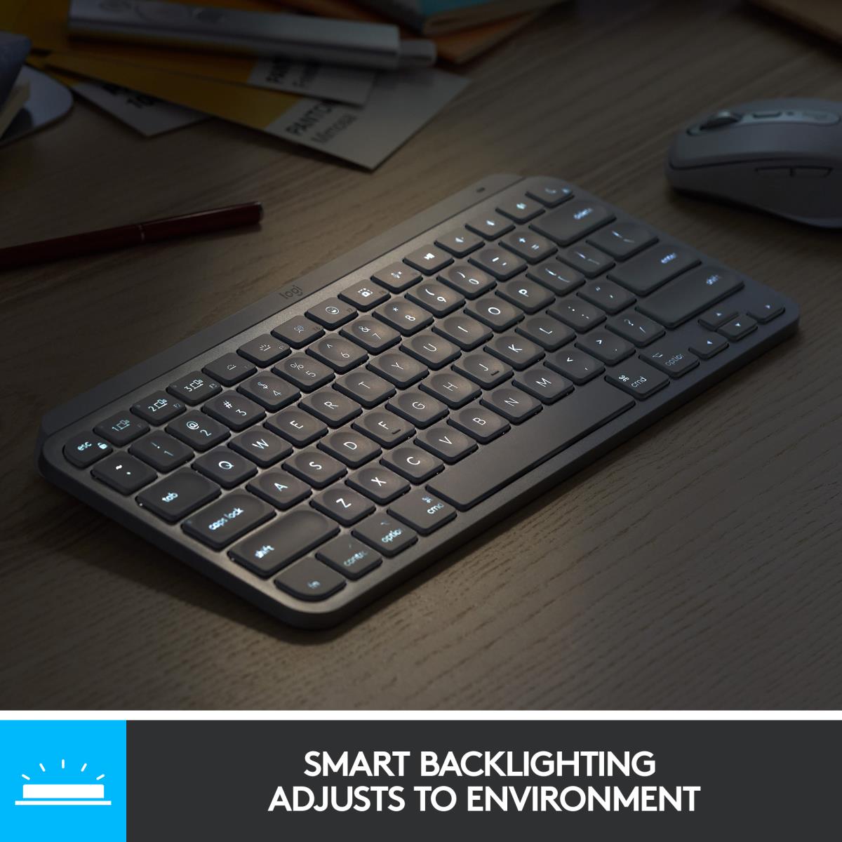 LOGITECH Minimalist Wireless Illuminated Keyboard - MX KEYS MINI - Graphite - Qwertz Deutsch
