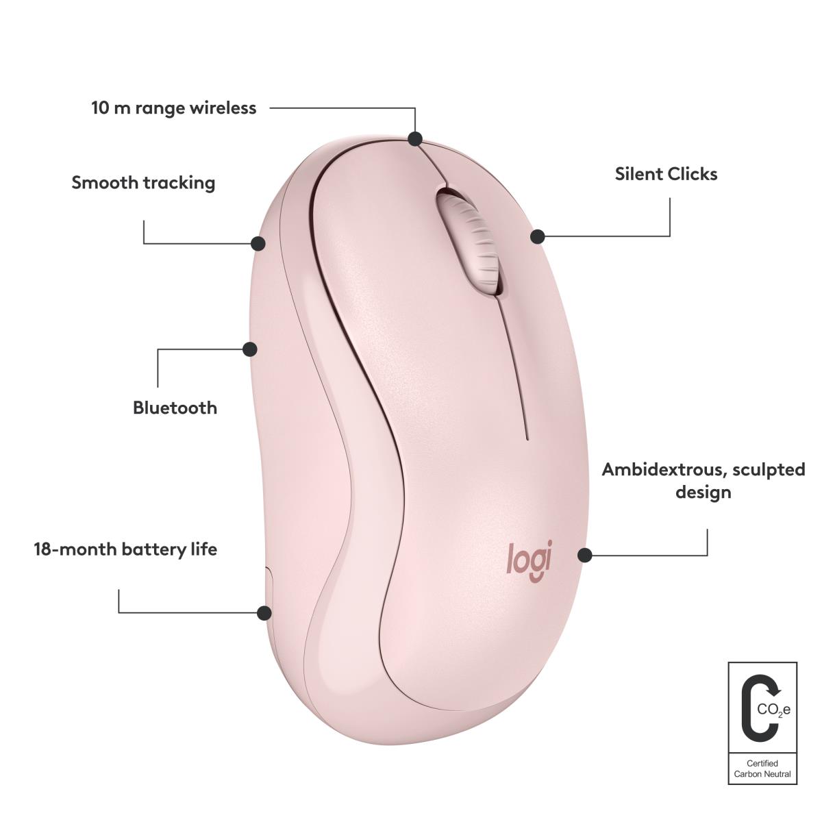 LOGITECH M240 Silent Mouse - Bluetooth - Pink