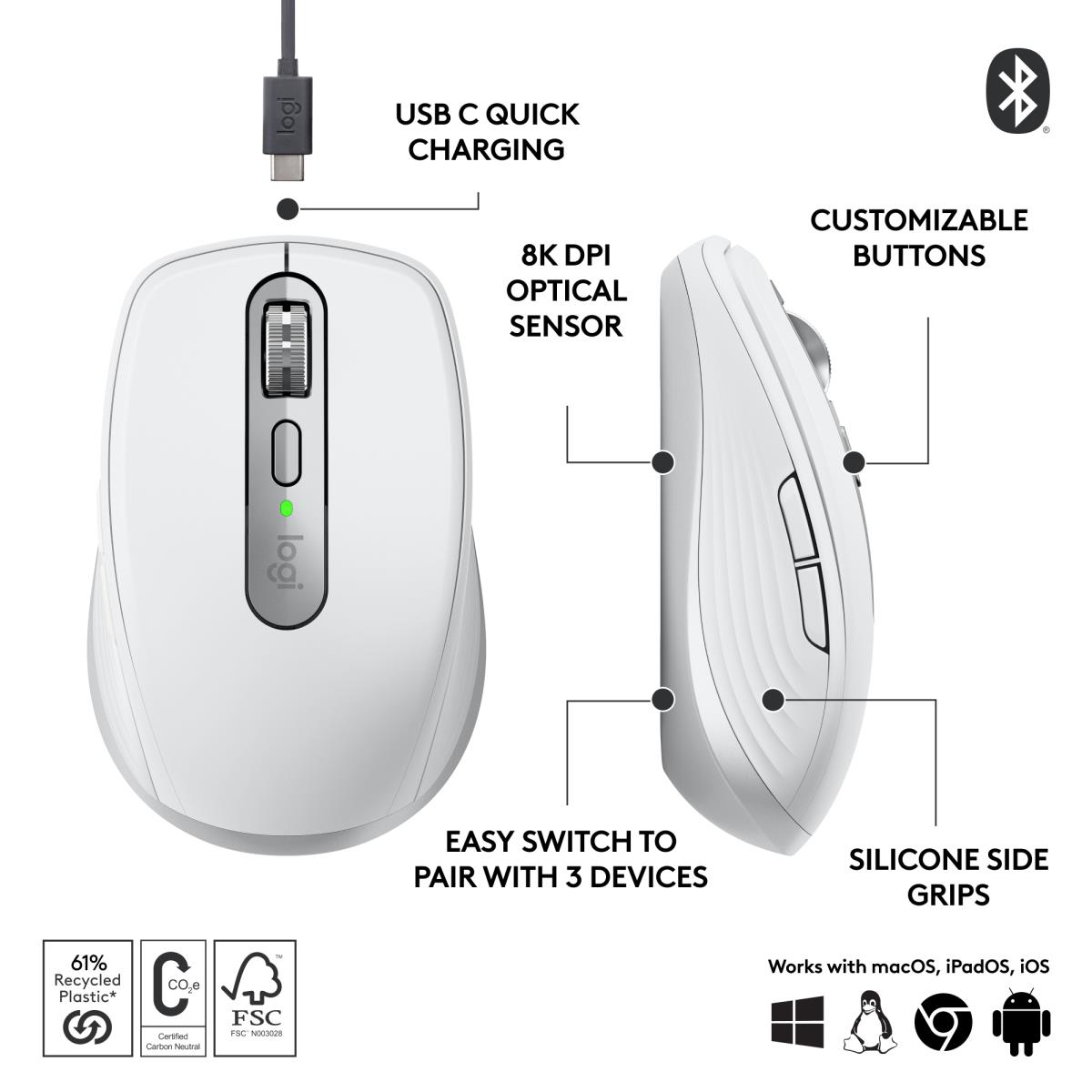 LOGITECH Mx Anywhere 3s Mouse Grey