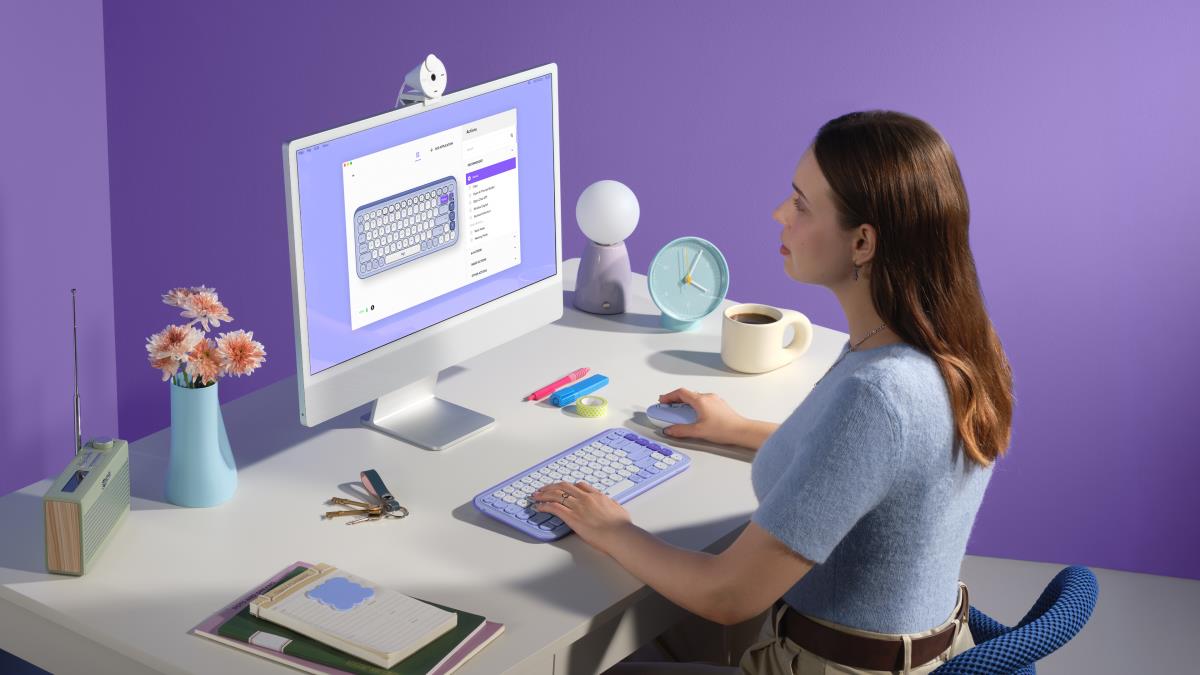 LOGITECH Wireless Combo - Pop Icon - Lilac & Off White Qwerty UK
