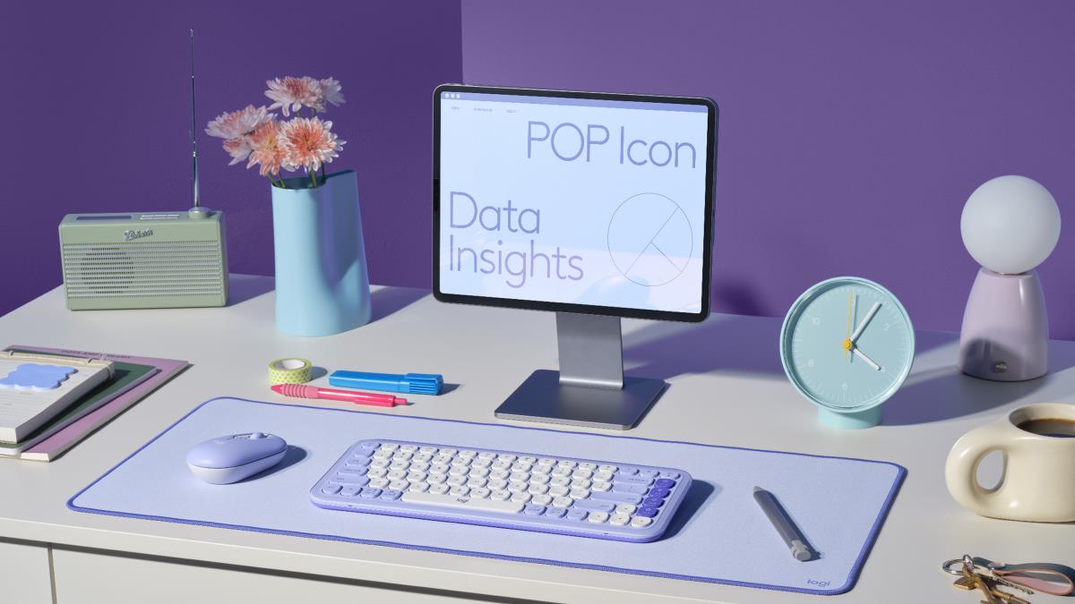 LOGITECH Wireless Combo - Pop Icon - Lilac & Off White Qwerty UK