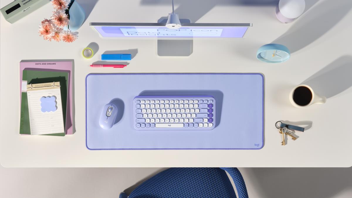 LOGITECH Wireless Combo - Pop Icon - Lilac & Off White Qwerty UK