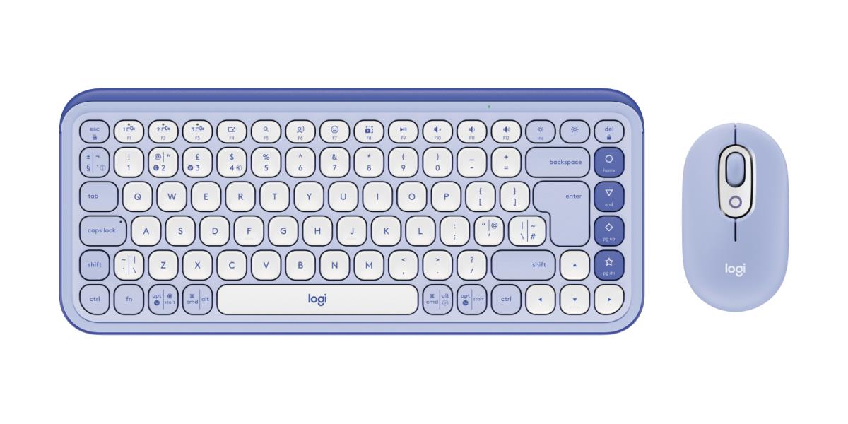LOGITECH Wireless Combo - Pop Icon - Lilac & Off White Qwerty UK