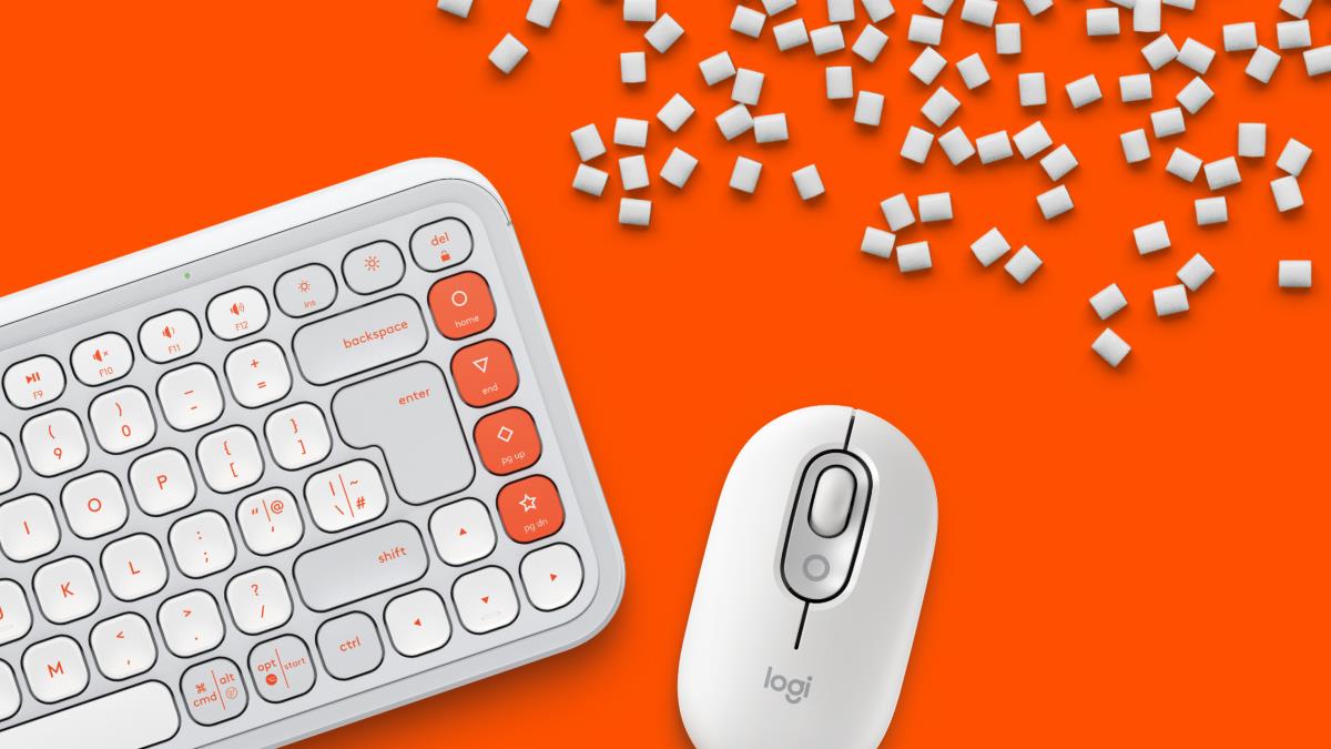 LOGITECH Wireless Combo - Pop Icon - Off White & Orange Qwerty UK