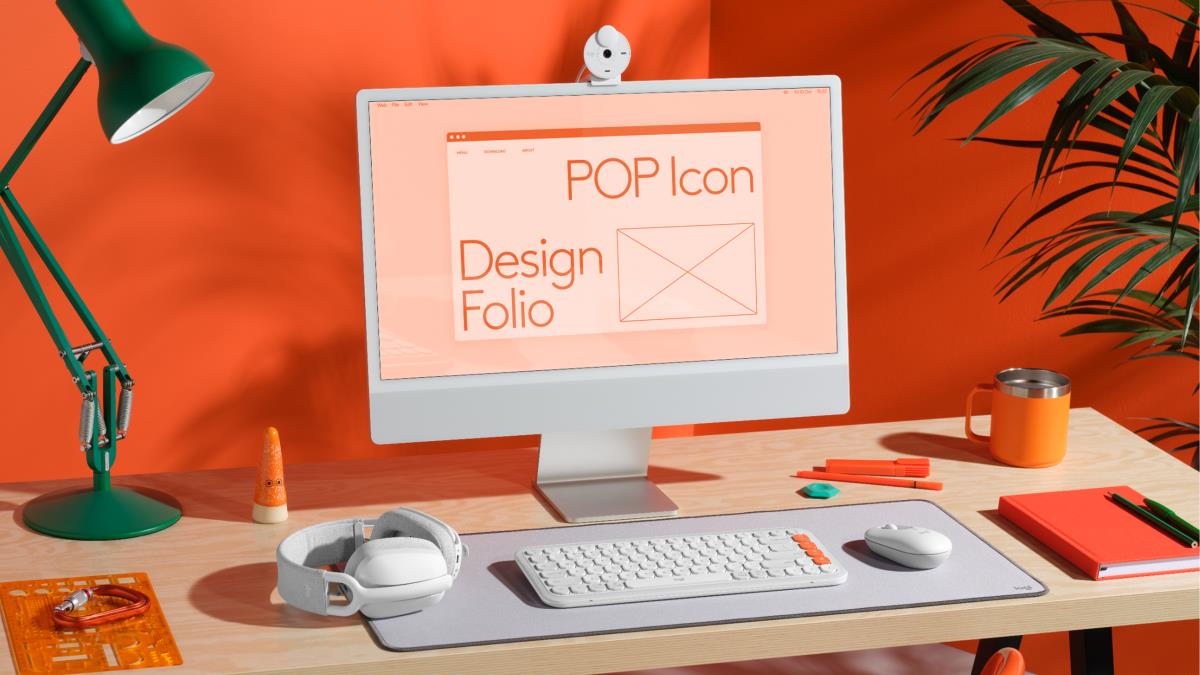 LOGITECH Wireless Combo - Pop Icon - Off White & Orange Qwerty UK