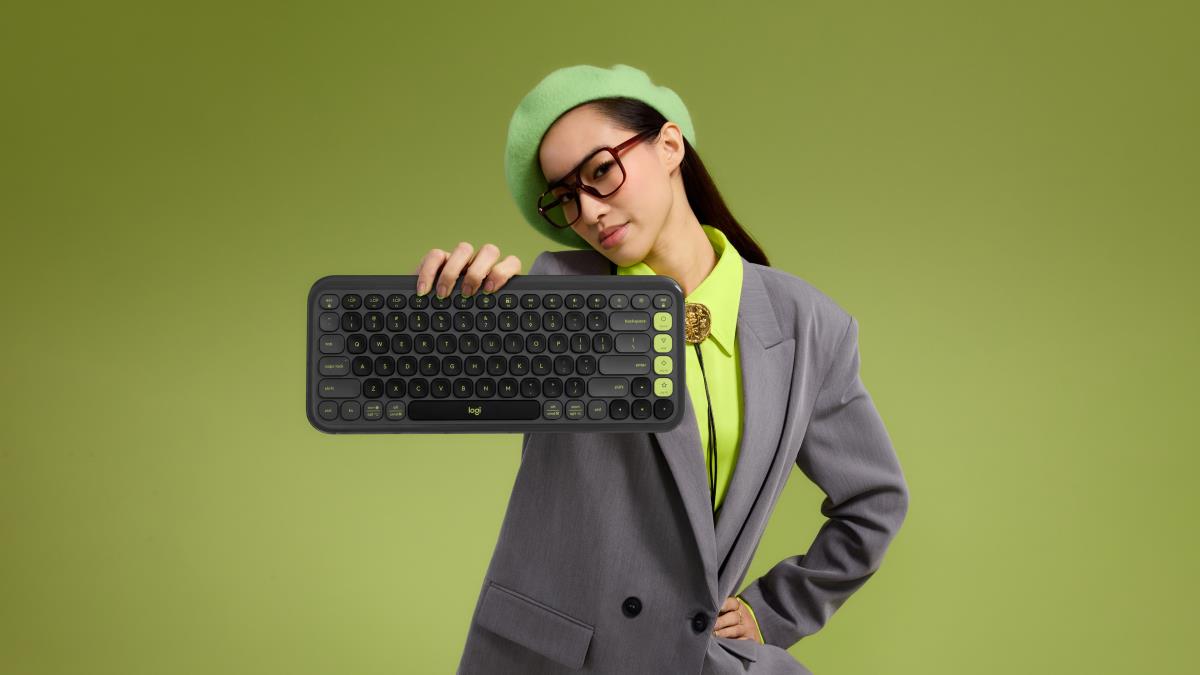 LOGITECH Wireless Keyboard - Pop Icon Keys - Graphite & Green Qwerty Uk