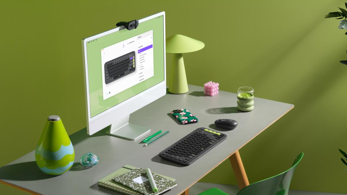 LOGITECH Wireless Keyboard - Pop Icon Keys - Graphite & Green Qwerty Uk