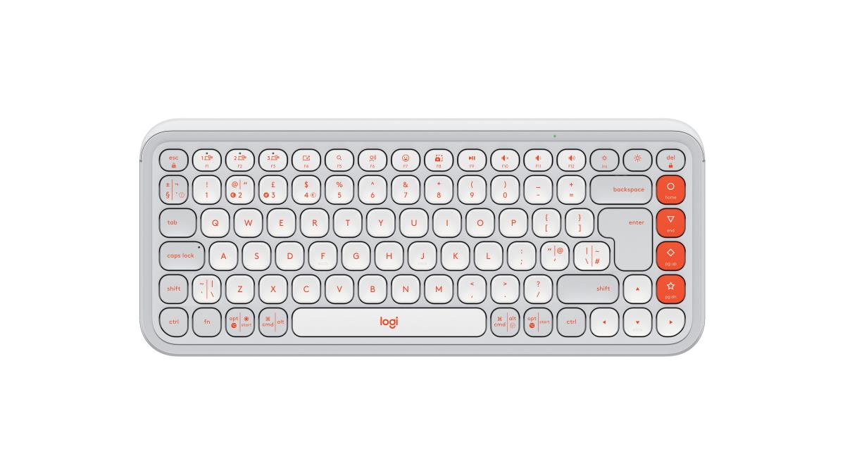 LOGITECH Wireless Keyboard - Pop Icon Keys Raw White And Orange Qwerty Uk