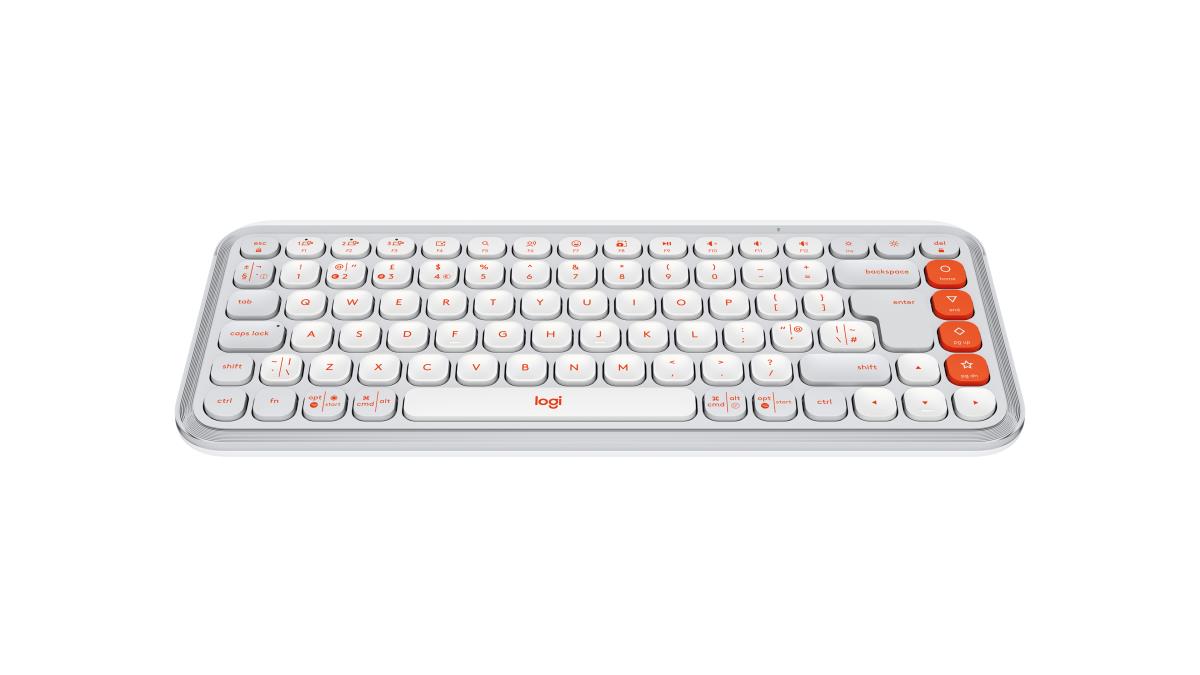 LOGITECH Wireless Keyboard - Pop Icon Keys Raw White And Orange Qwerty Uk