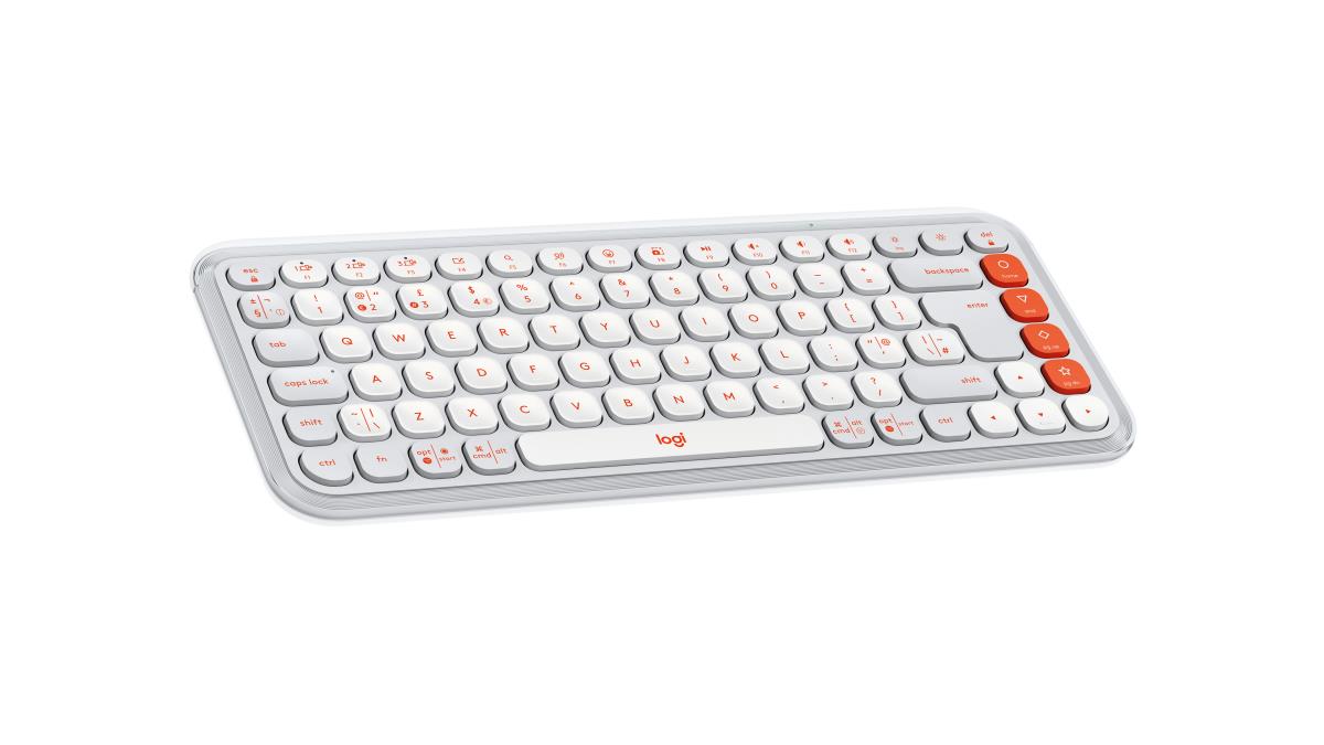 LOGITECH Wireless Keyboard - Pop Icon Keys Raw White And Orange Qwerty Uk