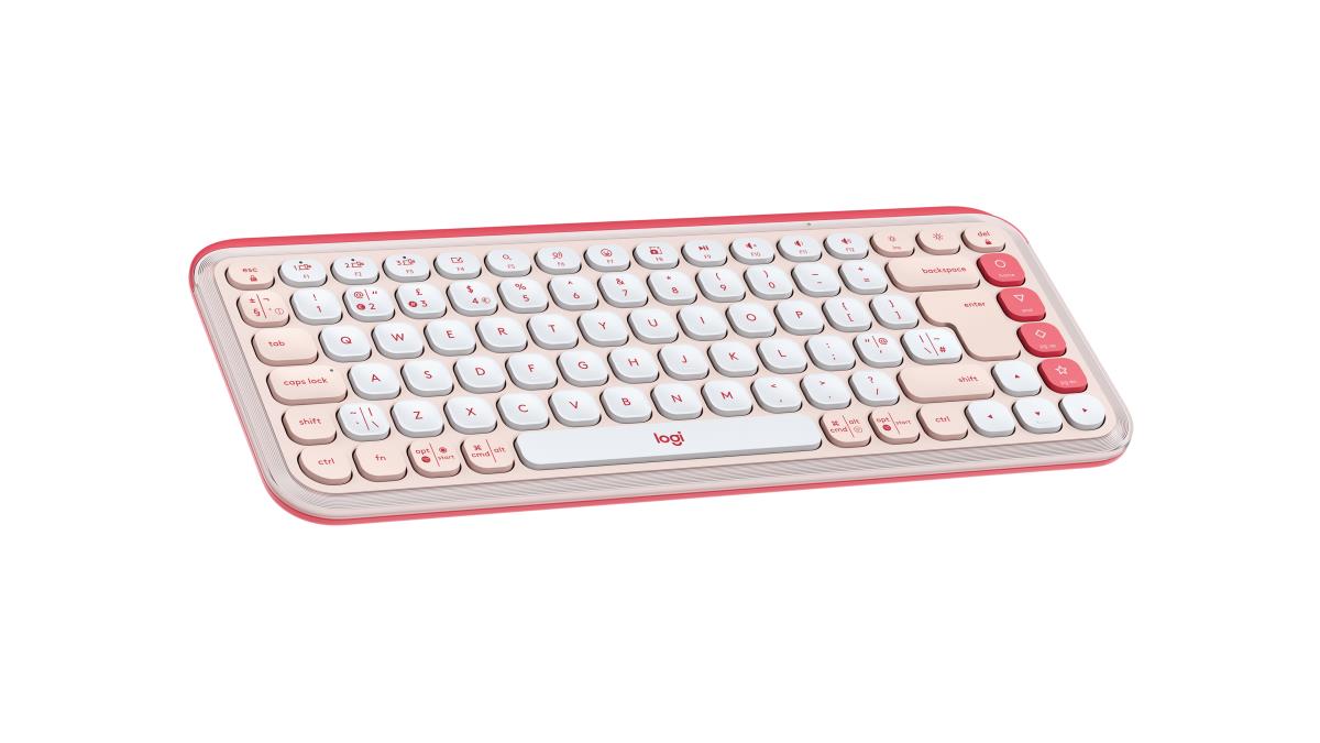 LOGITECH Wireless Keyboard - Pop Icon Keys - Rose & Off White English Qwerty Uk