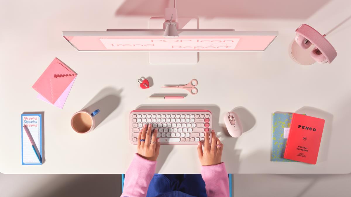 LOGITECH Wireless Keyboard - Pop Icon Keys - Rose & Off White English Qwerty Uk