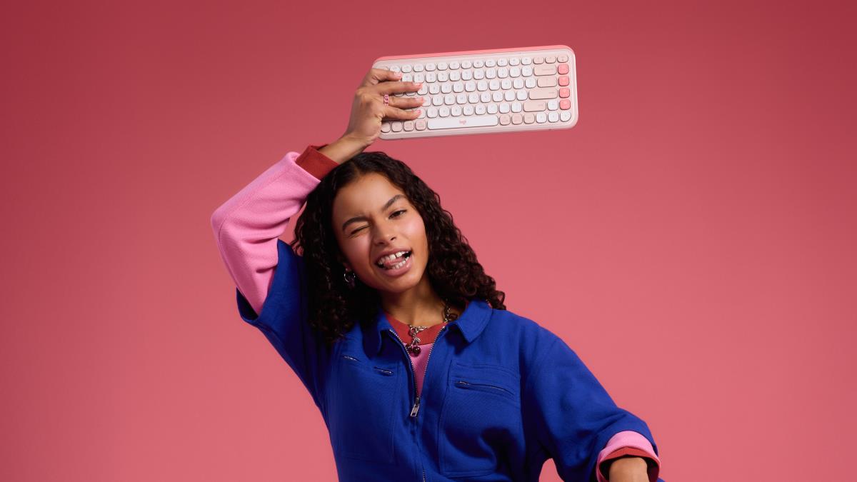 LOGITECH Wireless Keyboard - Pop Icon Keys - Rose & Off White English Qwerty Uk