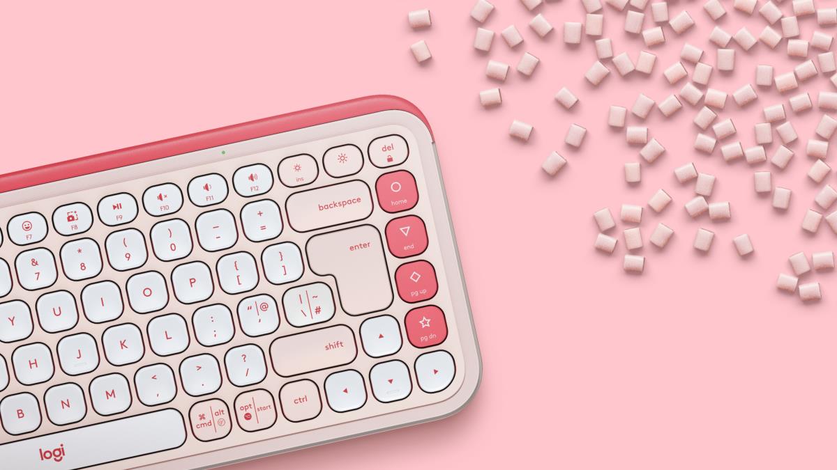 LOGITECH Wireless Keyboard - Pop Icon Keys - Rose & Off White English Qwerty Uk