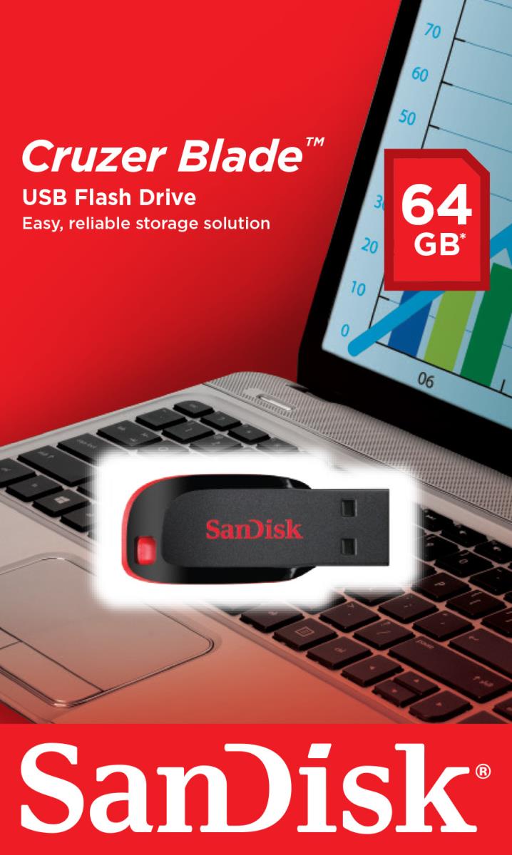 WESTERN DIGITAL SanDisk Cruzer Blade - 64GB USB Stick - USB 2.0