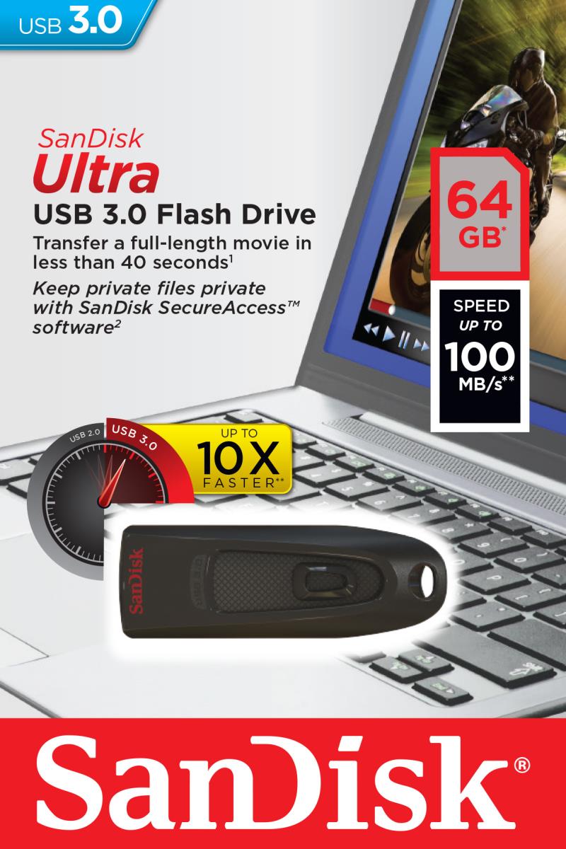 WESTERN DIGITAL SanDisk Cruzer Ultra - 64GB USB Stick - USB 3.0