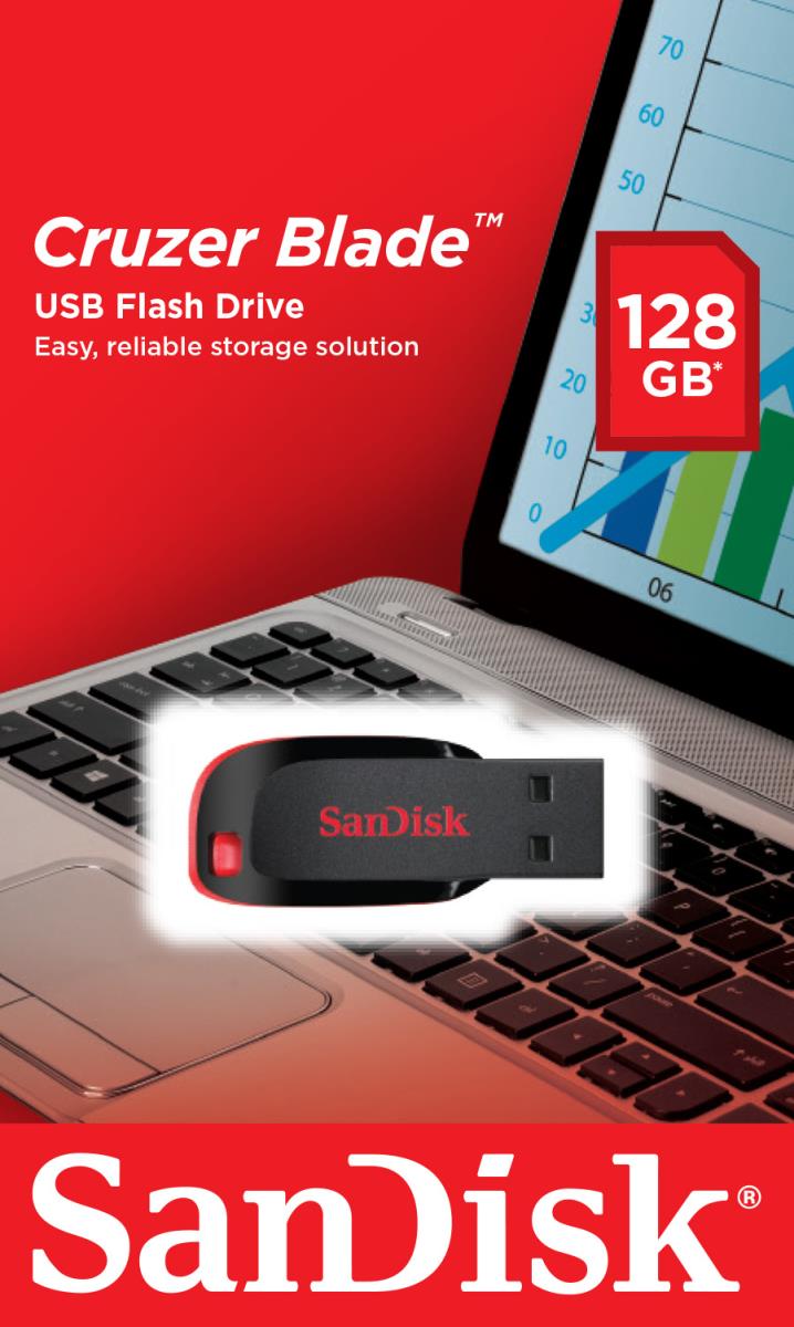 WESTERN DIGITAL SanDisk Cruzer Blade - 128GB USB Stick - USB 2.0