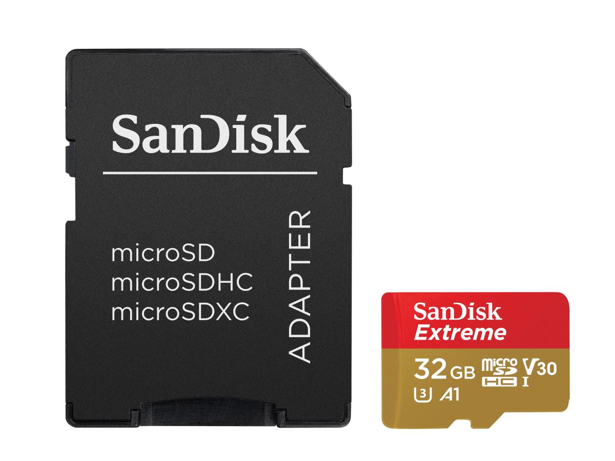 WESTERN DIGITAL SanDisk micro SDXC Extreme 32GB (A1/ V30/ U3/ UHS-I/ Cl.10/ R100/ W60) + Adapter for Action Cam