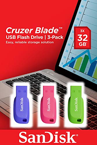 WESTERN DIGITAL SanDisk Cruzer Blade - 32GB USB Stick - USB 2.0 - blue, green, pink - 3Pk
