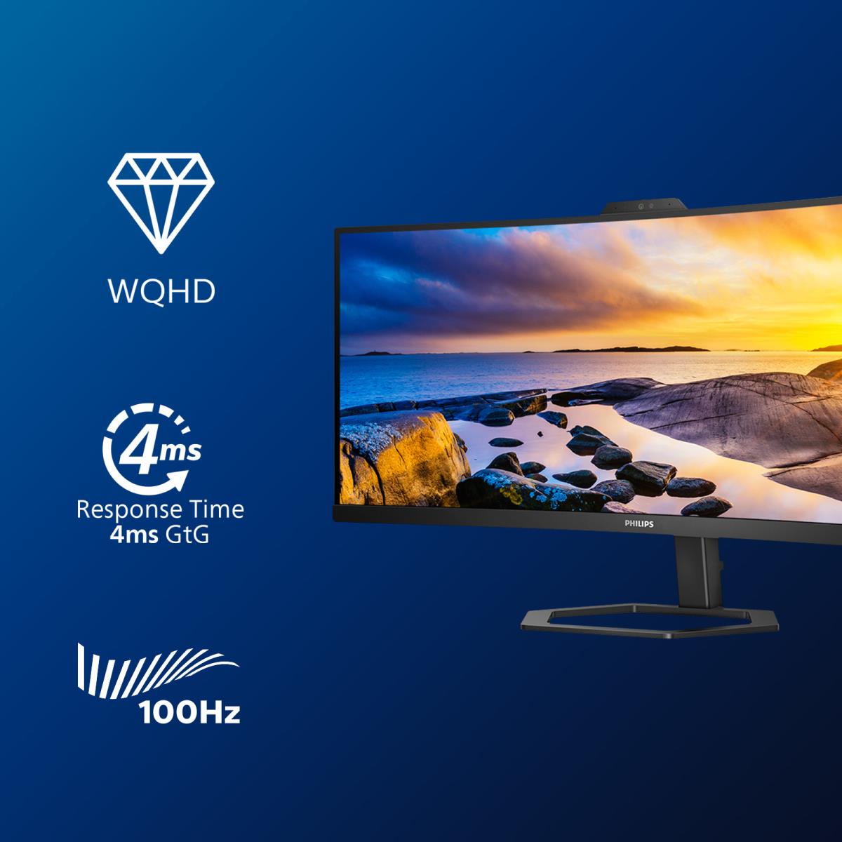 PHILIPS Desktop USB-c Monitor - 34e1c5600he - 34in - 3440x1440 - Wqhd With Windows Hello Webcam