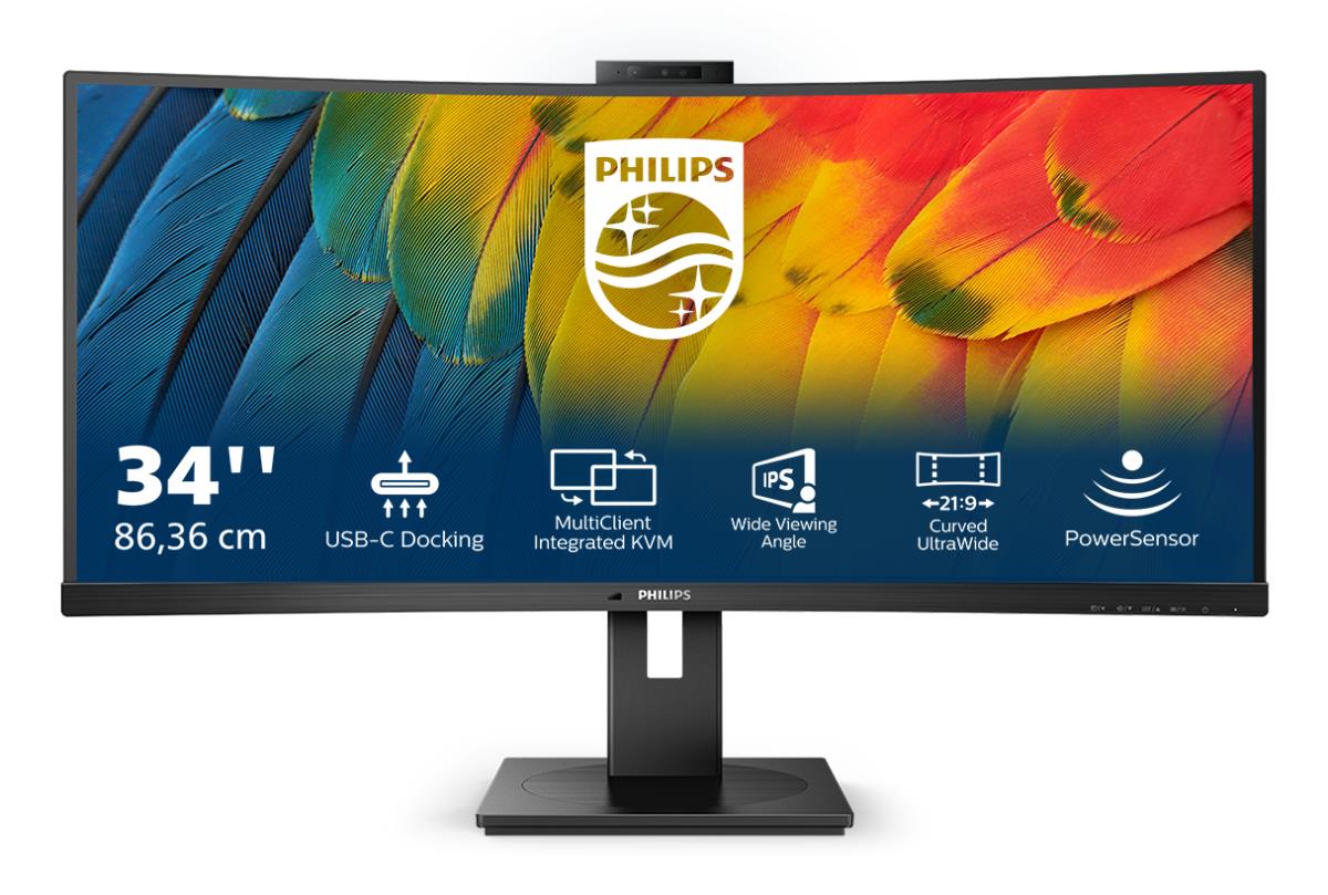 PHILIPS Desktop USB-c Curved Monitor - 34b1u5600ch - 34in - 3440x1440 - With Built-in Webcam