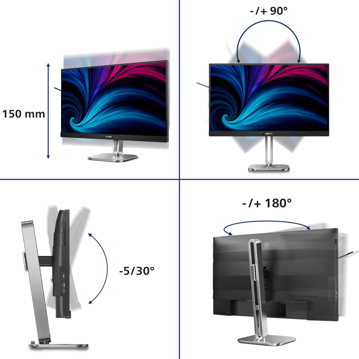 PHILIPS Desktop USB-c Monitor - 27b2u6903 - 27in - Draft With Pop-up Webcam