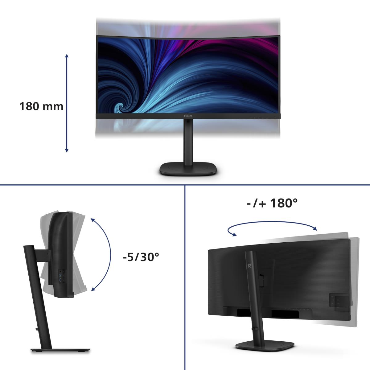 PHILIPS Desktop USB-c Curved Monitor - 34b2u3600c - 34in - 3440x1440