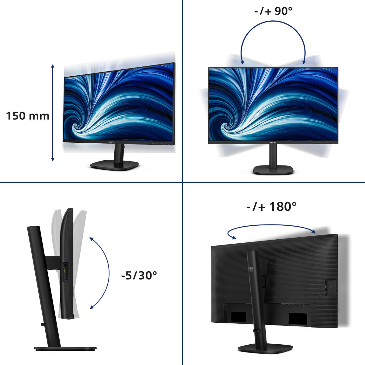 PHILIPS Desktop Monitor - 27b2u3601 - 27in - 2560x1440 ( Quad Hd ) 3000 Series