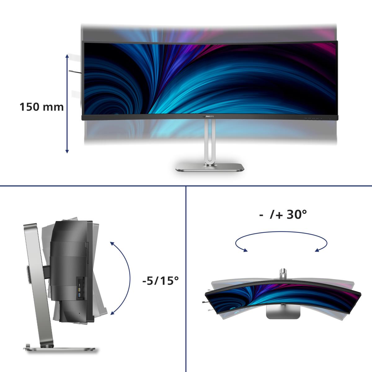 PHILIPS Large Format Curved USB-c Monitor - 49b2u5900c - 49in - 5120 X 1440 - Superwide Curved
