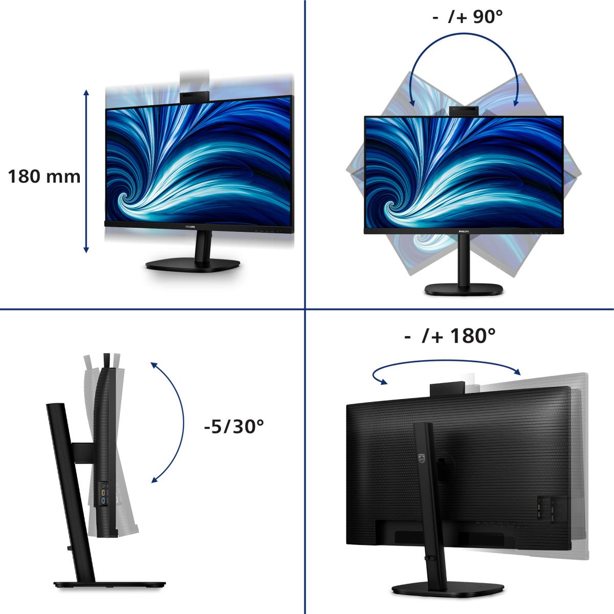 PHILIPS Desktop USB-c Monitor - 32b2u3601h - 32in - 2560x1440