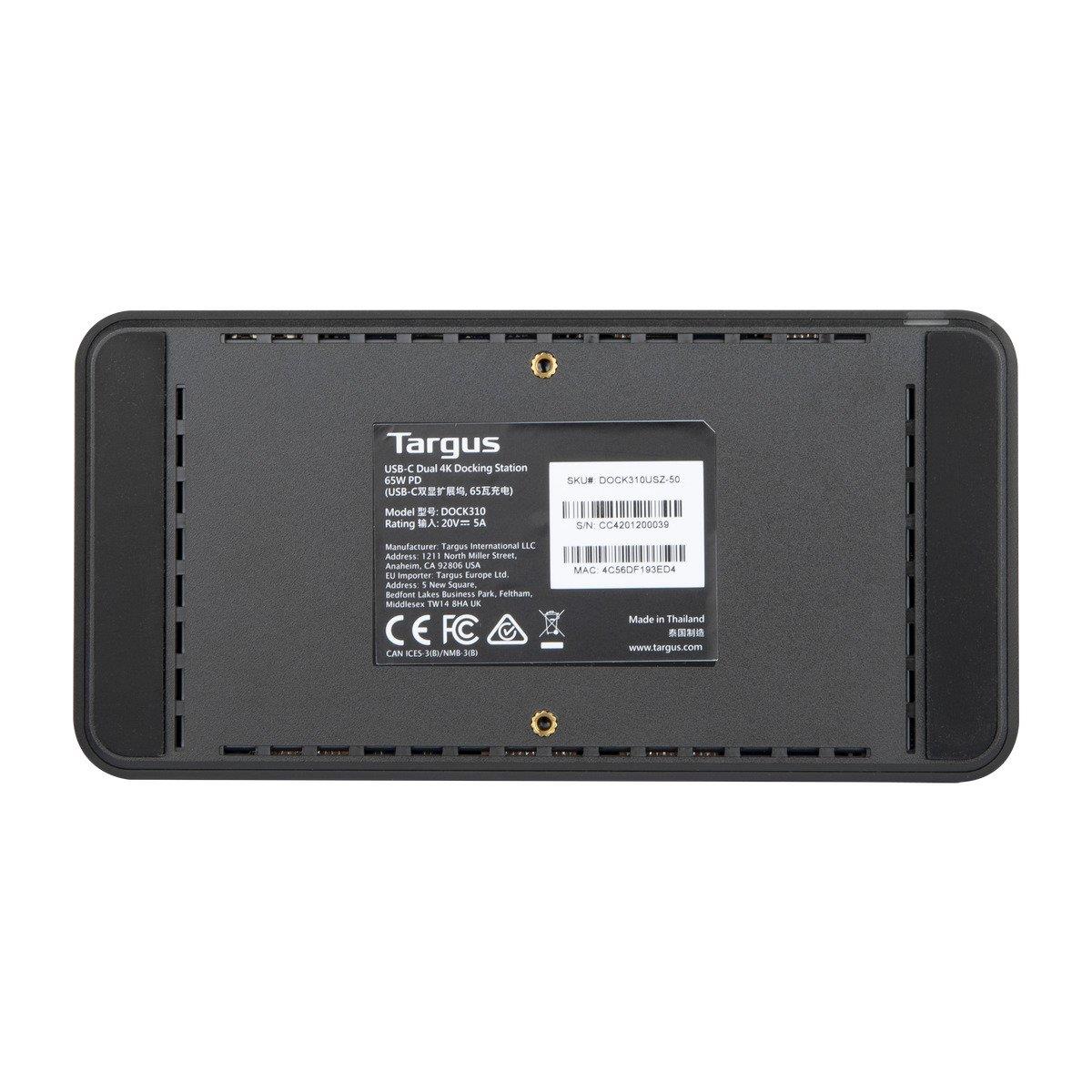 TARGUS Docking Station - USB-c Dual 4k Dock With 65pd