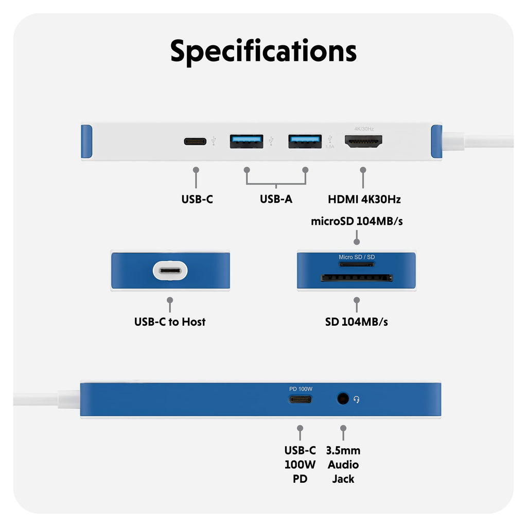 TARGUS Hyperdrive Flex 8 Port USB-c Hub (blue)