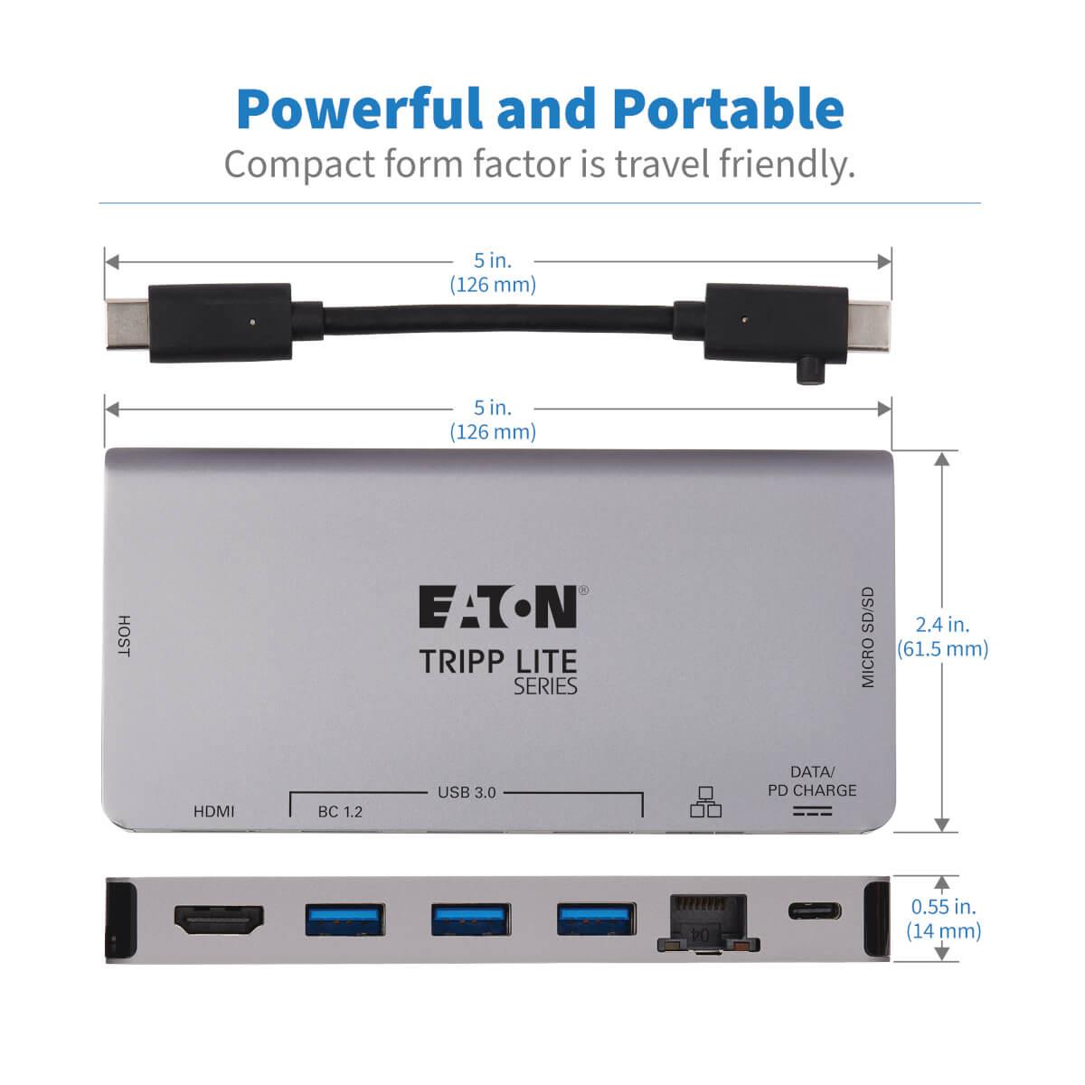 EATON CORPORATION USB-C DOCKING STATION HDMI 4K USB-A/C PD CHARG 3.0USB-C CBLGRY