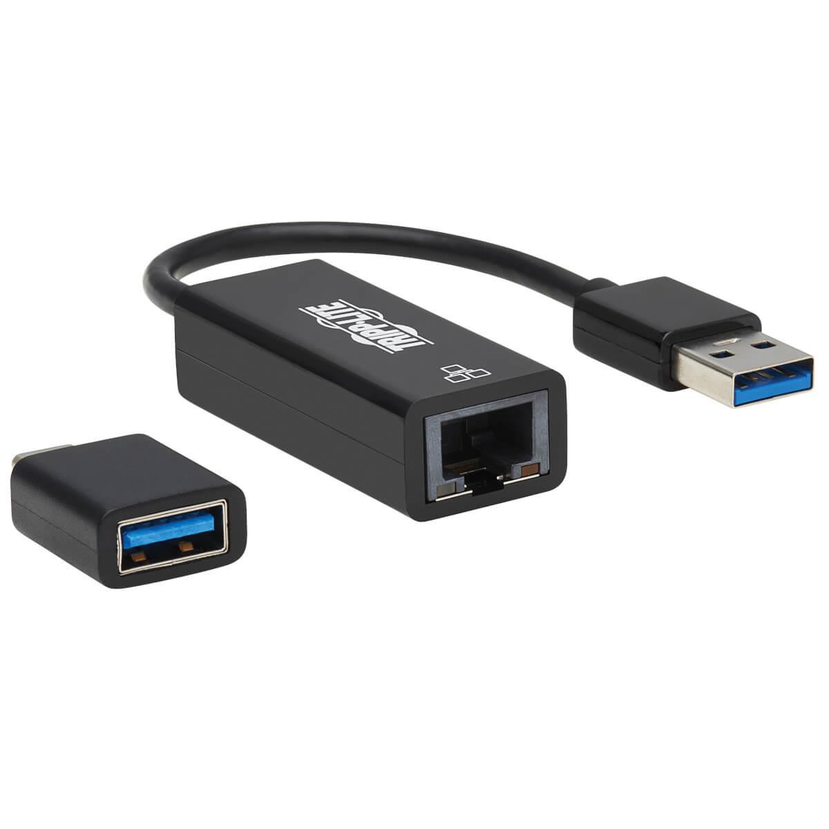 EATON CORPORATION TRIPP LITE USB-C, USB-A to RJ45 Gigabit Ethernet Network Adapter (2xM/F), USB 3.2 Gen 1, Black