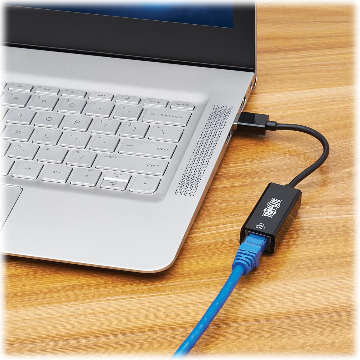 EATON CORPORATION TRIPP LITE USB-C, USB-A to RJ45 Gigabit Ethernet Network Adapter (2xM/F), USB 3.2 Gen 1, Black