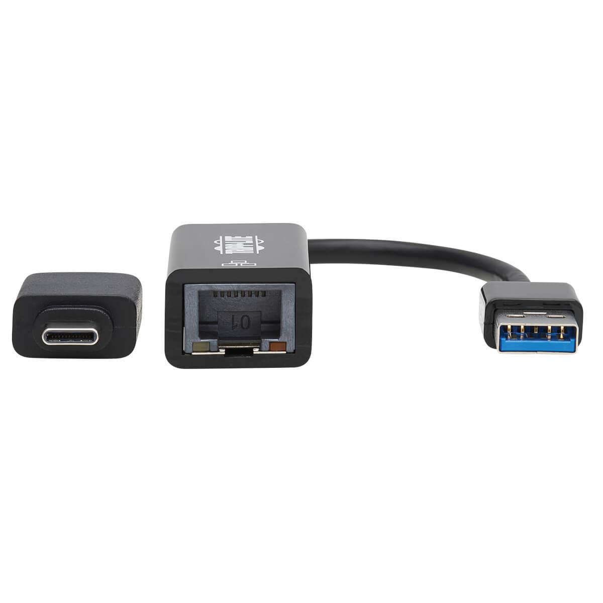 EATON CORPORATION TRIPP LITE USB-C, USB-A to RJ45 Gigabit Ethernet Network Adapter (2xM/F), USB 3.2 Gen 1, Black