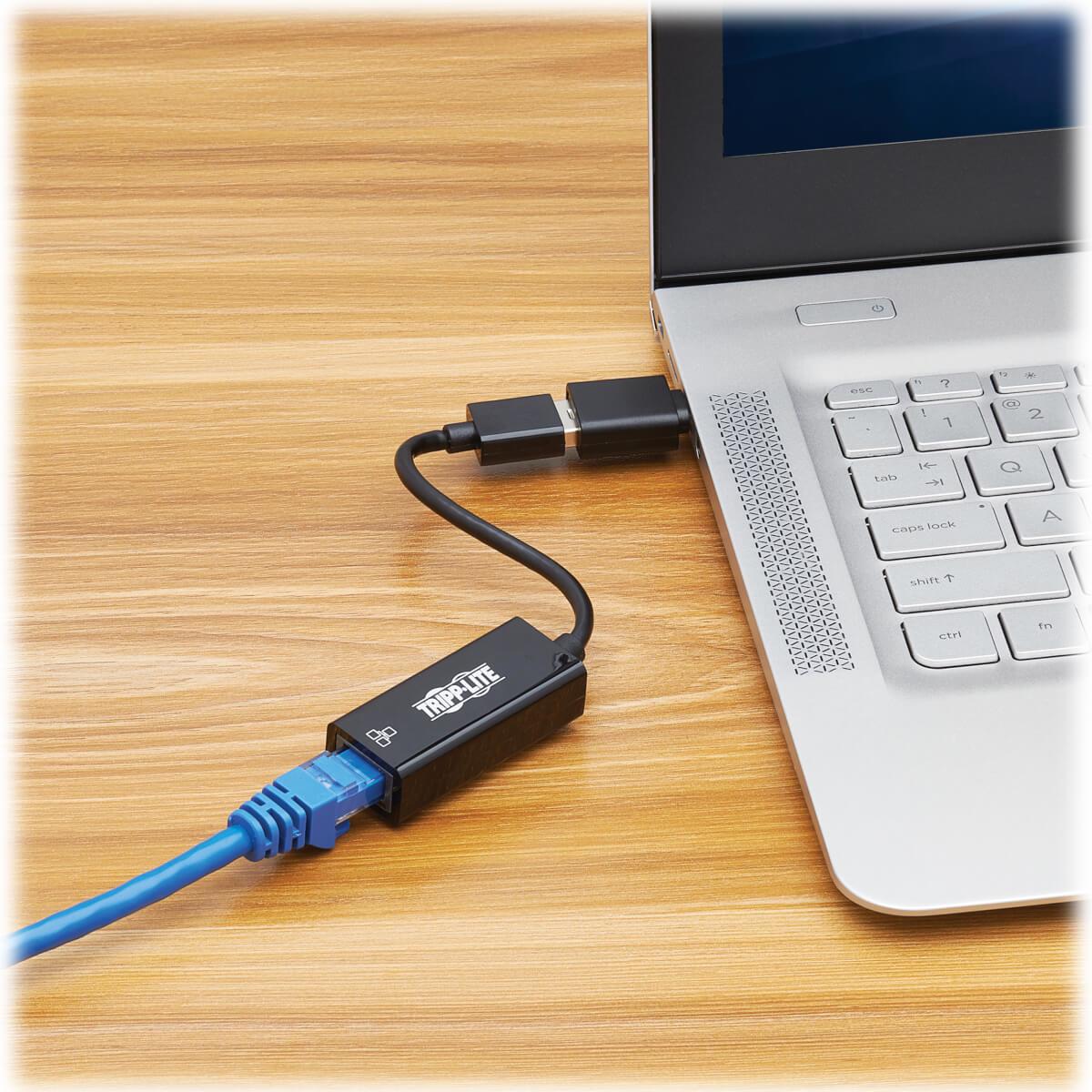 EATON CORPORATION TRIPP LITE USB-C, USB-A to RJ45 Gigabit Ethernet Network Adapter (2xM/F), USB 3.2 Gen 1, Black