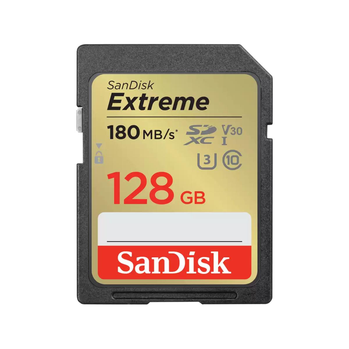 WESTERN DIGITAL SanDisk Extreme SDHC Memory Card 128GB 180MB/s 90MB/s UHS-I Class 10 U3 V30