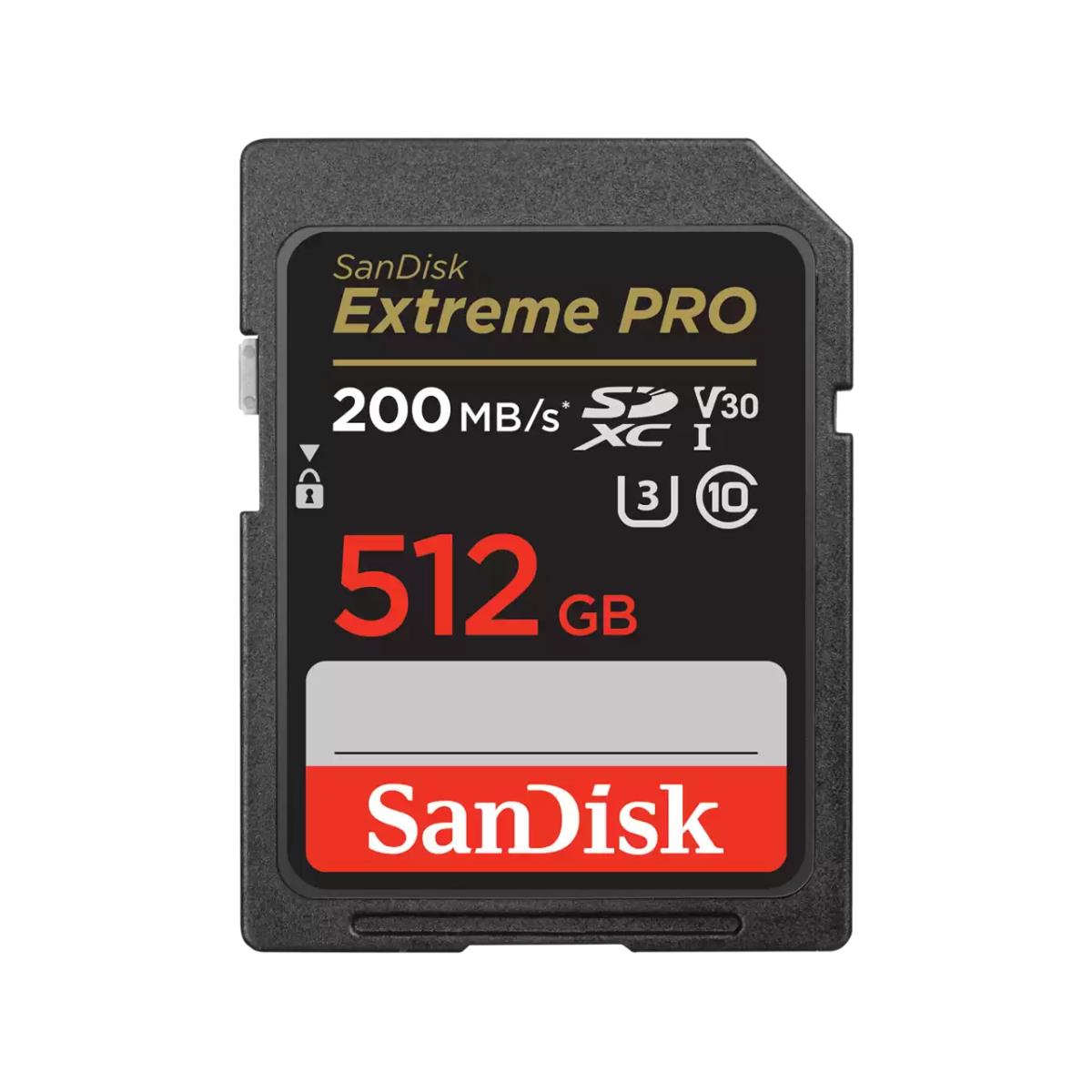 WESTERN DIGITAL Extreme PRO 512GB SDHC Memory Card 200MB/s 140MB/s UHS-I Class 10 U3 V30