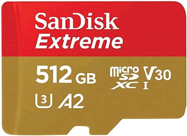 WESTERN DIGITAL Extreme Micro SDXC 512GB+SD Adapater 190MB/s 130MB/s A2 C10 V30 UHS-I U3