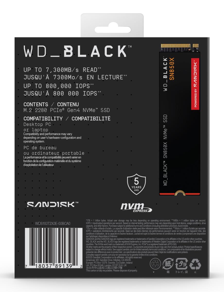 WESTERN DIGITAL SSD - WD_BLACK SN850X - 1TB - Pci-e Gen4 x4 - M.2 2280