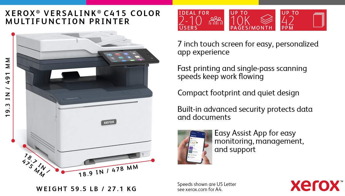 XEROX VersaLink C415V_DN - Color Multifunction Printer - Laser - A4 - USB / Ethernet