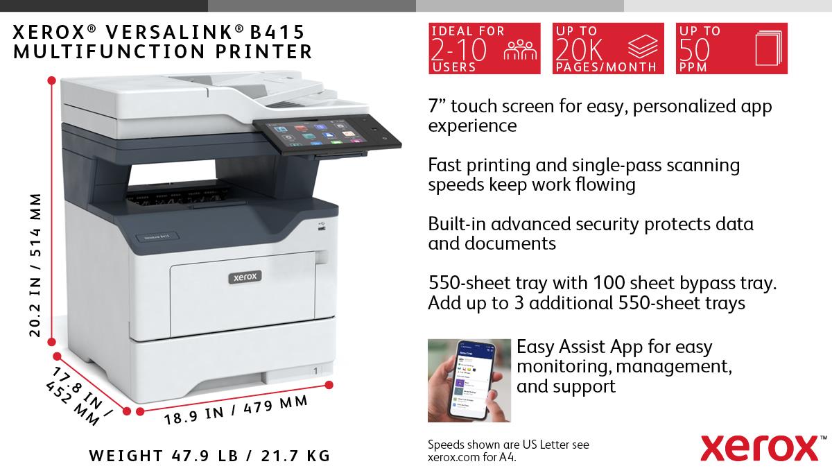 XEROX VersaLink B415V/DN - Color Multifunction - Laser - A4 - USB/ Ethernet / NFC