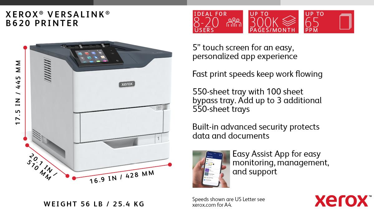 XEROX VersaLink B620V/DN - Printer - Laser - A4 - USB/ Ethernet / NFC