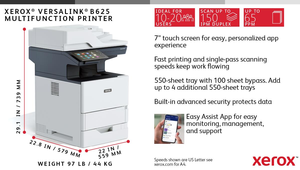 XEROX VersaLink B625V/DN - Printer - Laser - A4 - USB/ Ethernet / NFC