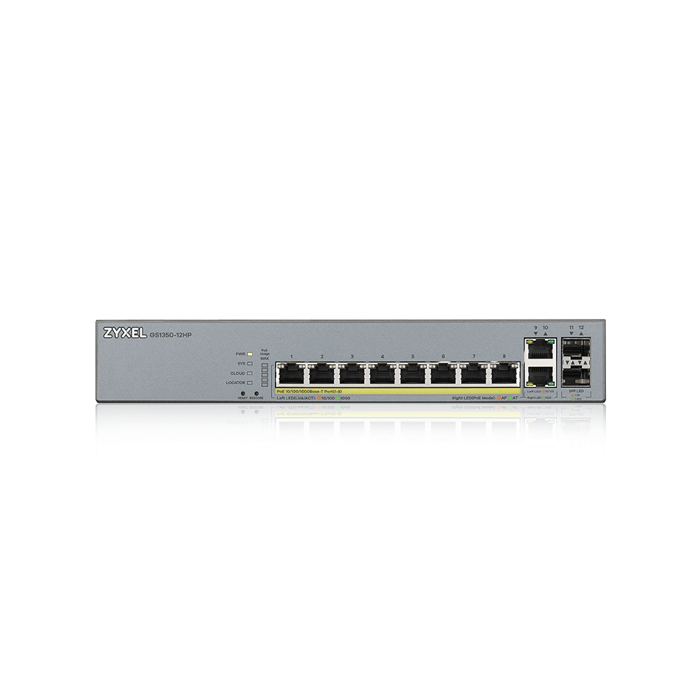 ZYXEL Gs1350-12hp 12 Port Managed Cctv Poe Switch Long Range 130w