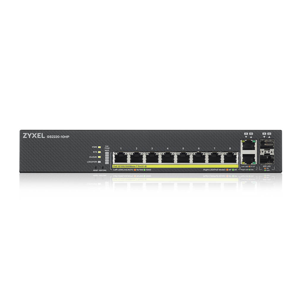ZYXEL Gs2220 10hp - Gbe L2 Poe Managed Switch - 10 Total Ports Uk