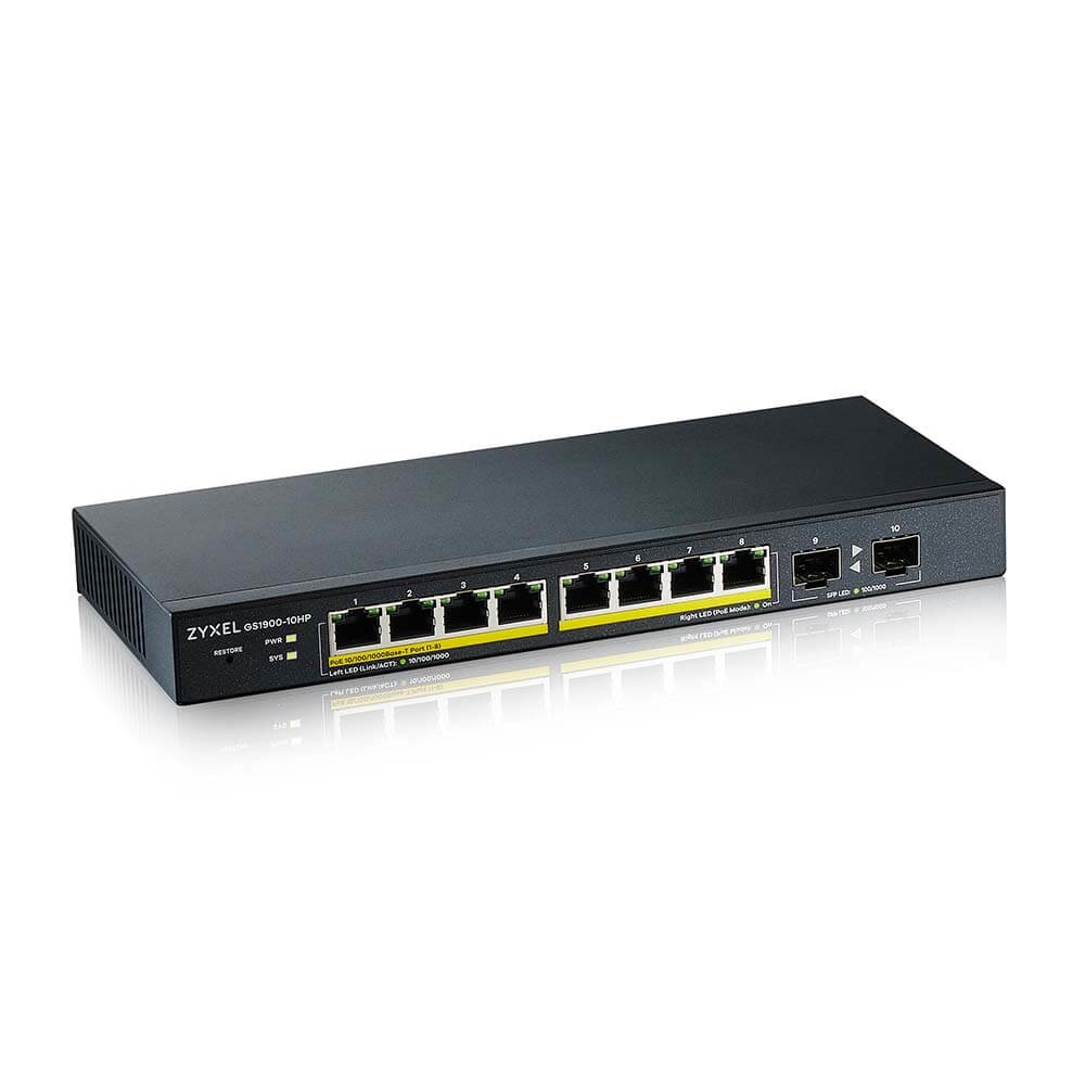 ZYXEL Gs1900 10hp V2 - Gbe Smart Managed Switch Poe+ - 10 Port Uk
